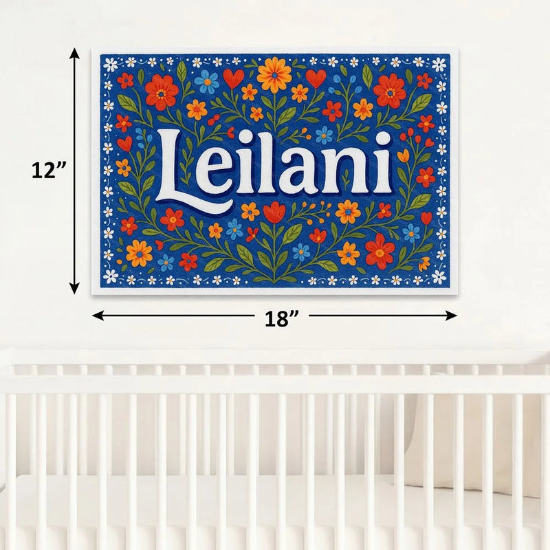 Leilani Name Art - Floral Farmhouse personalized wall print for kids