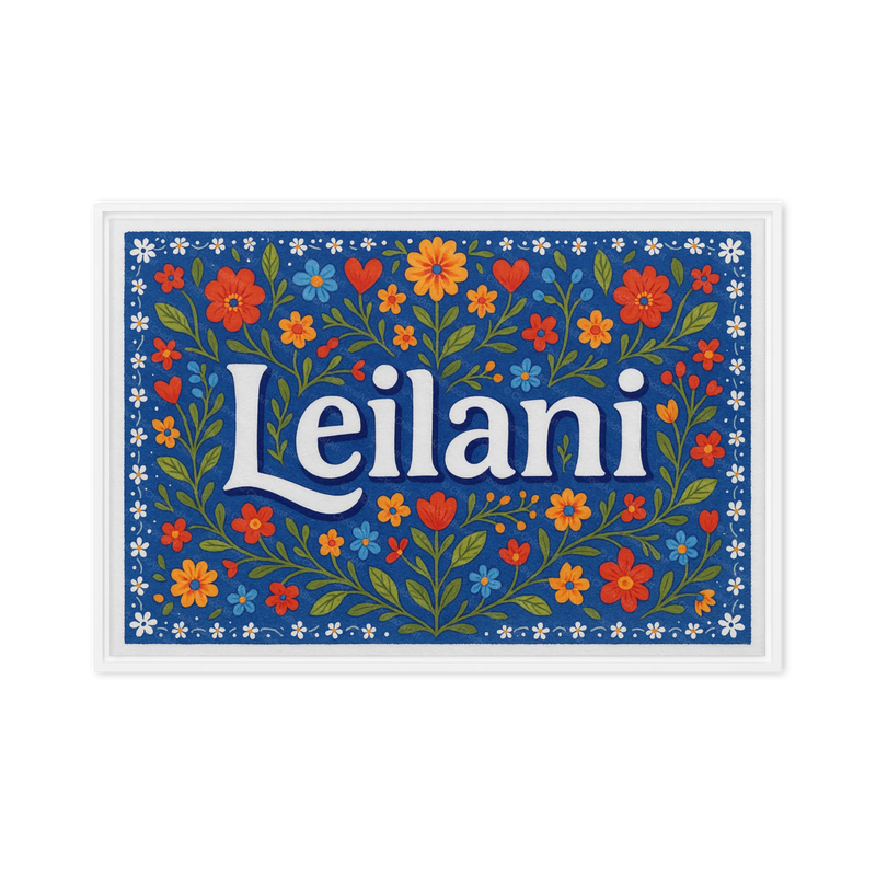 Leilani Name Art - Floral Farmhouse personalized wall print for kids