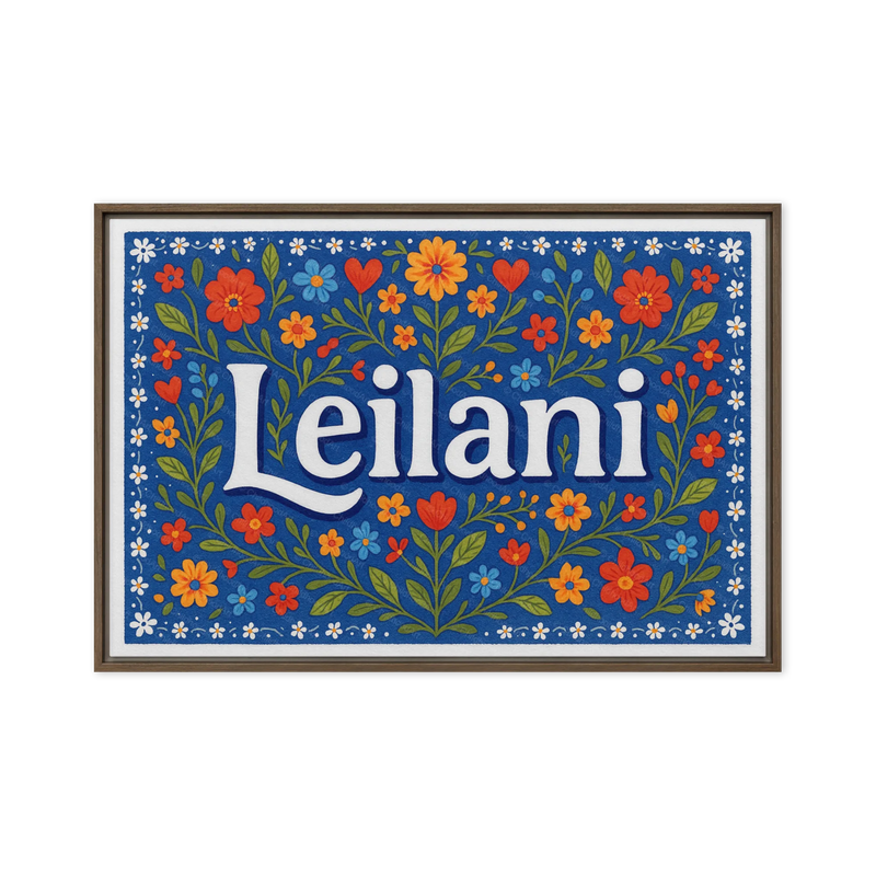 Leilani Name Art - Floral Farmhouse personalized wall print for kids