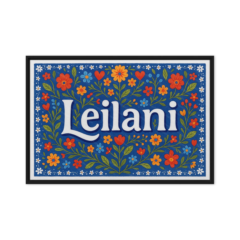 Leilani Name Art - Floral Farmhouse personalized wall print for kids