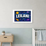 Leilani Name Art - Space Explorers personalized wall print for kids
