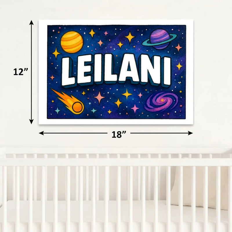 Leilani Name Art - Space Explorers personalized wall print for kids