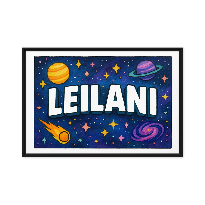 Leilani Name Art - Space Explorers personalized wall print for kids