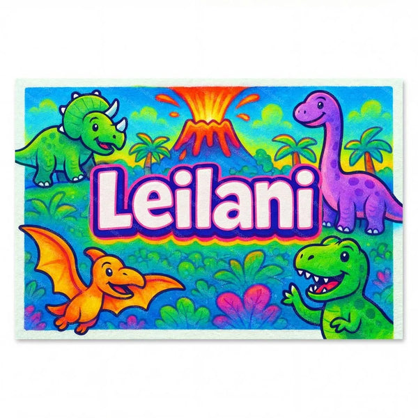Leilani Name Art - Dinosaur Adventure Personalized Wall Art