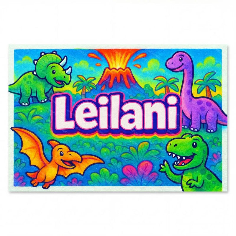 Leilani Name Art - Dinosaur Adventure personalized wall print for kids