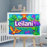 Leilani Name Art - Dinosaur Adventure personalized wall print for kids