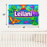 Leilani Name Art - Dinosaur Adventure personalized wall print for kids