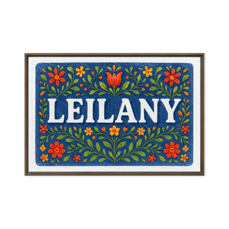Leilany Name Art - Floral Farmhouse personalized wall print for kids