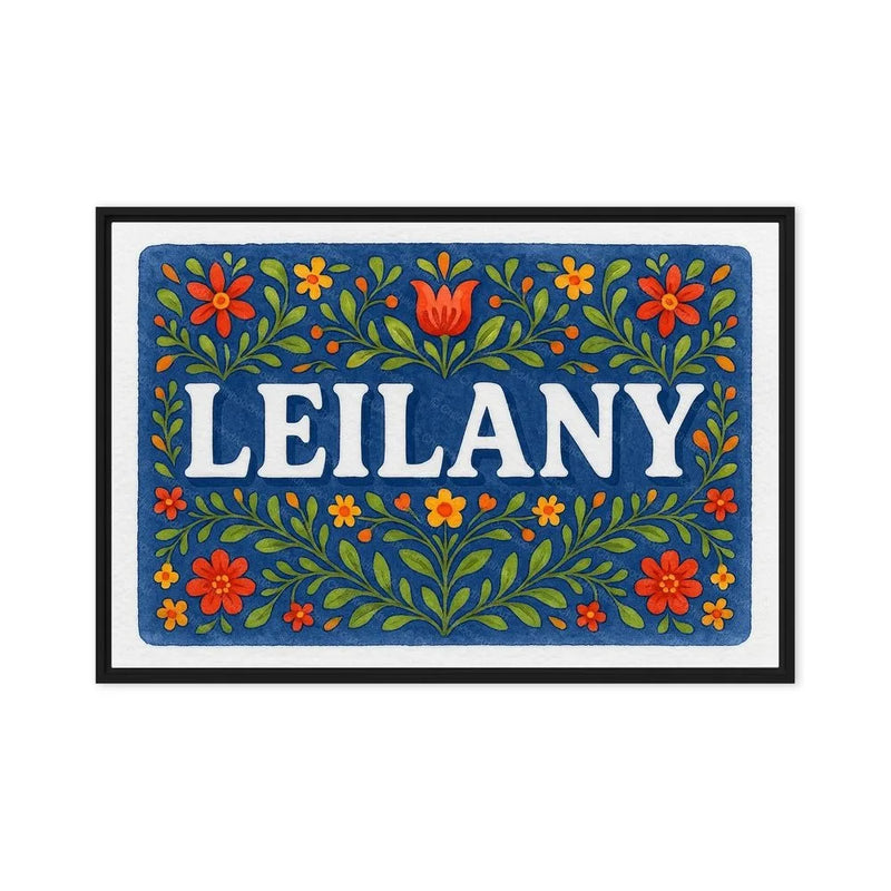 Leilany Name Art - Floral Farmhouse personalized wall print for kids