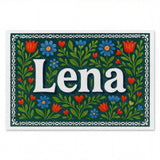 Lena Name Art - Floral Farmhouse personalized wall print for kids
