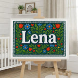 Lena Name Art - Floral Farmhouse personalized wall print for kids