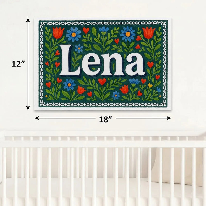 Lena Name Art - Floral Farmhouse personalized wall print for kids