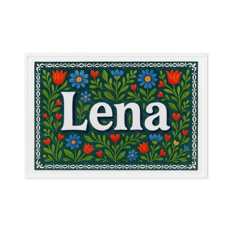Lena Name Art - Floral Farmhouse personalized wall print for kids