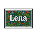 Lena Name Art - Floral Farmhouse personalized wall print for kids