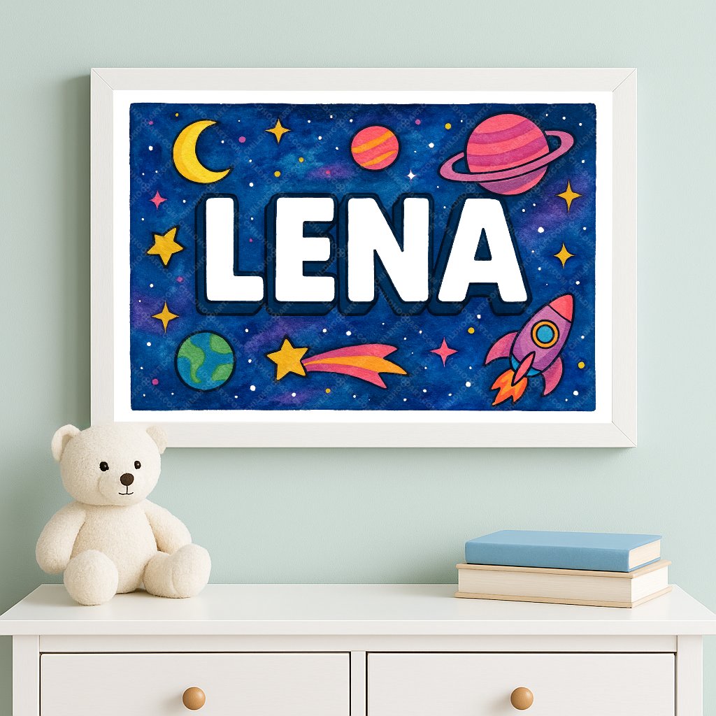 Personalized space name art for Lena