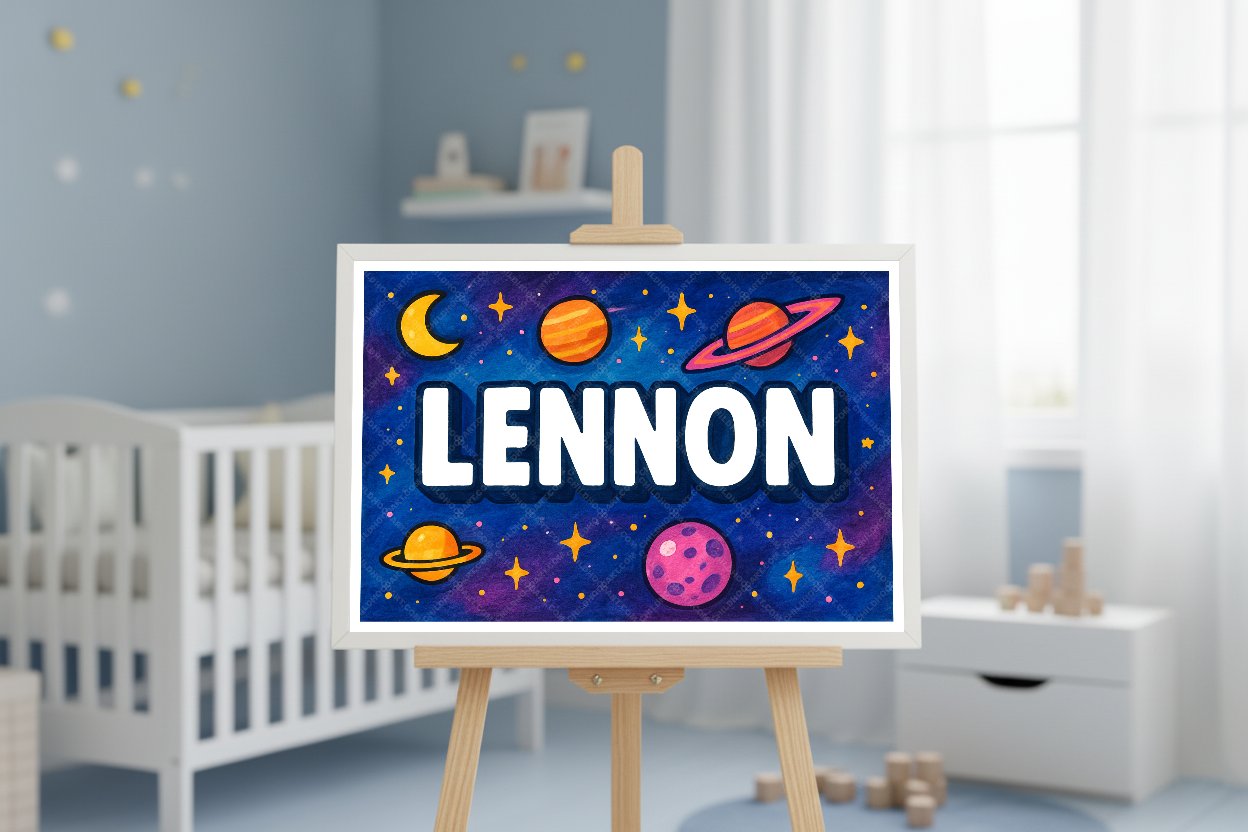 Personalized space name art for Lennon