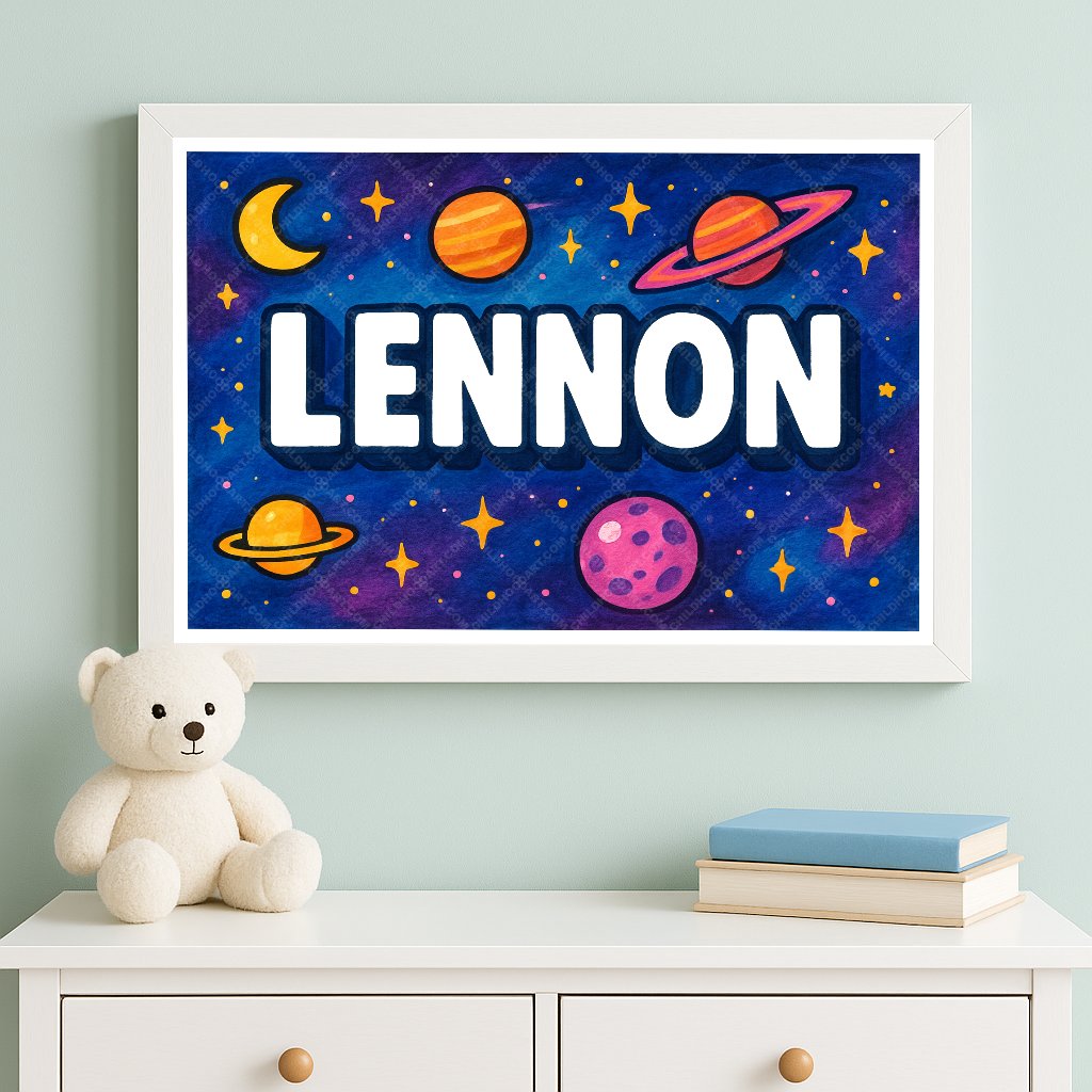 Personalized space name art for Lennon