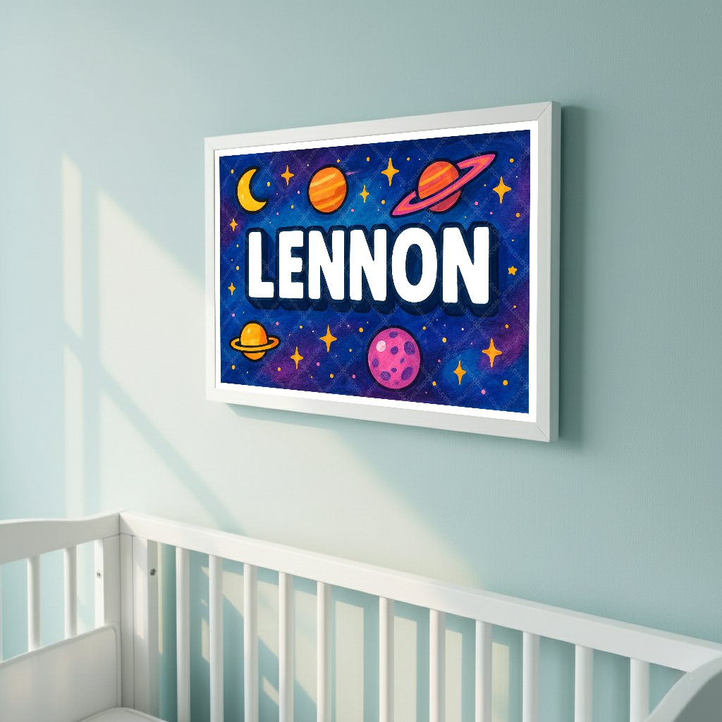 Personalized space name art for Lennon