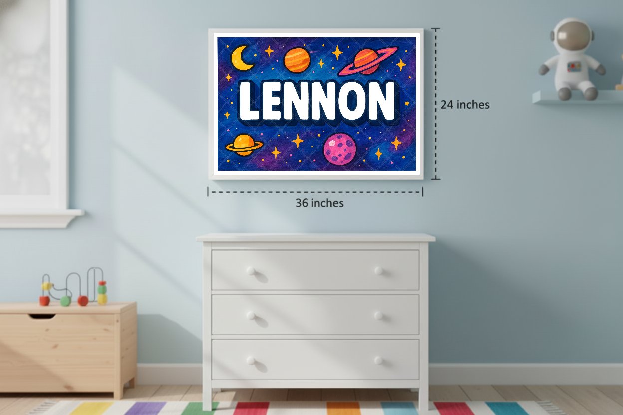 Personalized space name art for Lennon