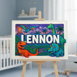 Lennon Name Art - Dinosaur Adventure personalized wall print for kids