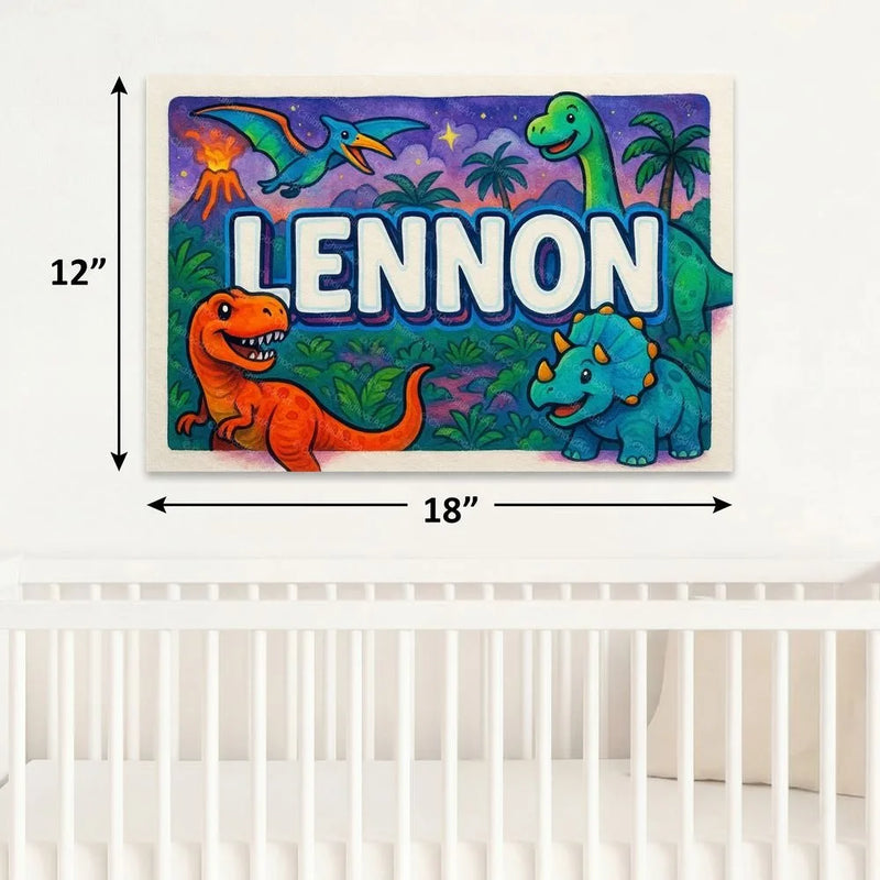 Lennon Name Art - Dinosaur Adventure personalized wall print for kids