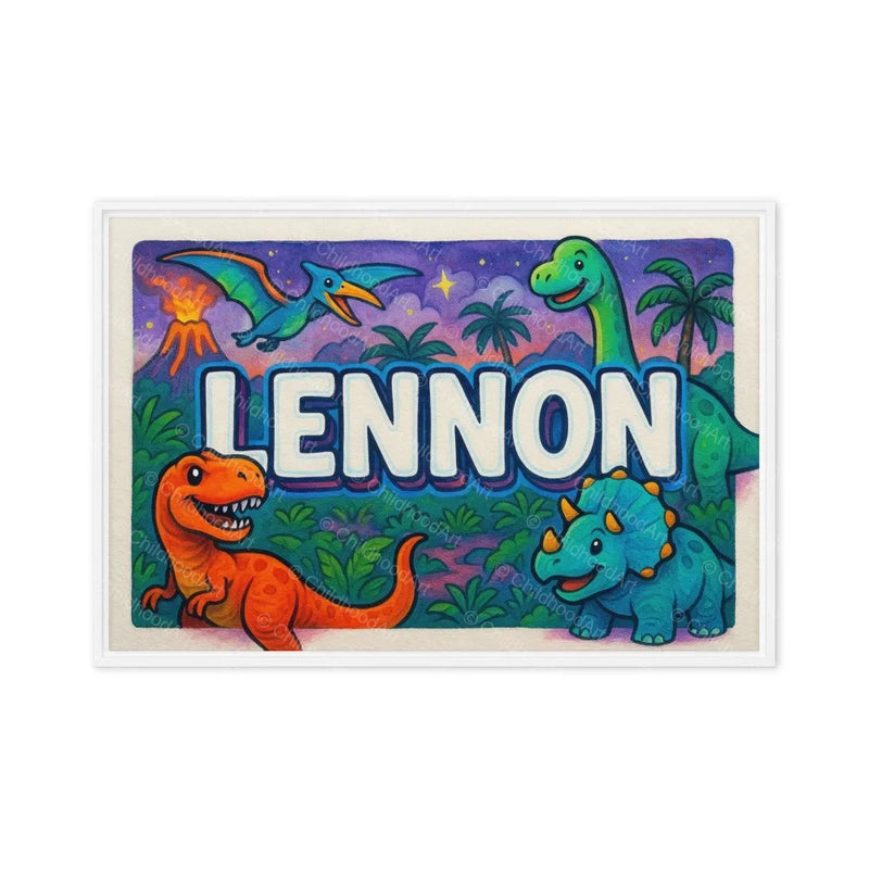 Lennon Name Art - Dinosaur Adventure personalized wall print for kids