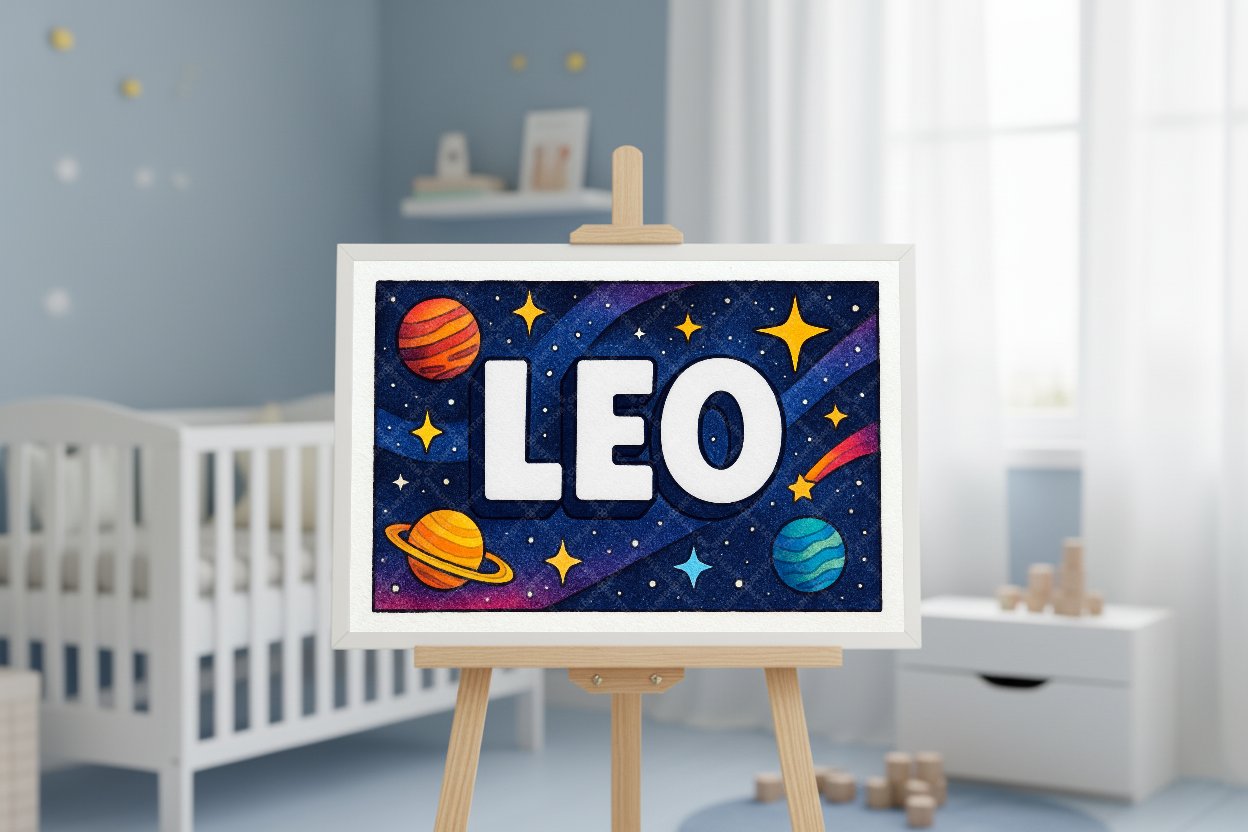 Personalized space name art for Leo