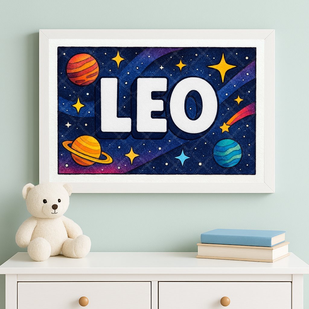 Personalized space name art for Leo