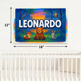 Leonardo Name Art - Forest Friends personalized wall print for kids