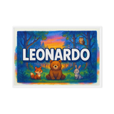 Leonardo Name Art - Forest Friends personalized wall print for kids