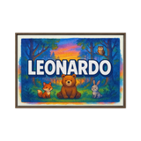Leonardo Name Art - Forest Friends personalized wall print for kids