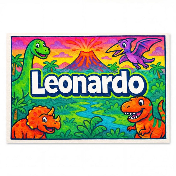 Leonardo Name Art - Dinosaur Adventure Personalized Wall Art