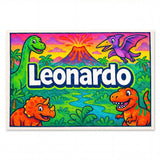Leonardo Name Art - Dinosaur Adventure personalized wall print for kids