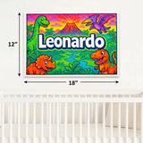 Leonardo Name Art - Dinosaur Adventure personalized wall print for kids