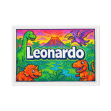 Leonardo Name Art - Dinosaur Adventure personalized wall print for kids