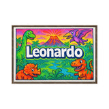 Leonardo Name Art - Dinosaur Adventure personalized wall print for kids