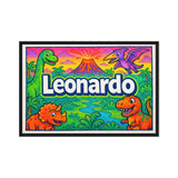 Leonardo Name Art - Dinosaur Adventure personalized wall print for kids