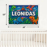 Leonidas Name Art - Dinosaur Adventure personalized wall print for kids