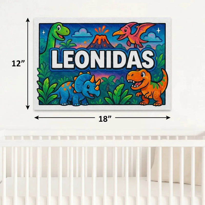 Leonidas Name Art - Dinosaur Adventure personalized wall print for kids