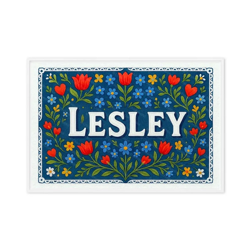 Lesley Name Art - Floral Farmhouse personalized wall print for kids