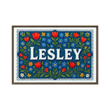 Lesley Name Art - Floral Farmhouse personalized wall print for kids