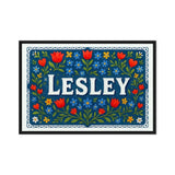 Lesley Name Art - Floral Farmhouse personalized wall print for kids