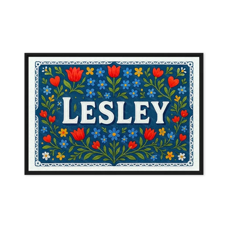 Lesley Name Art - Floral Farmhouse personalized wall print for kids