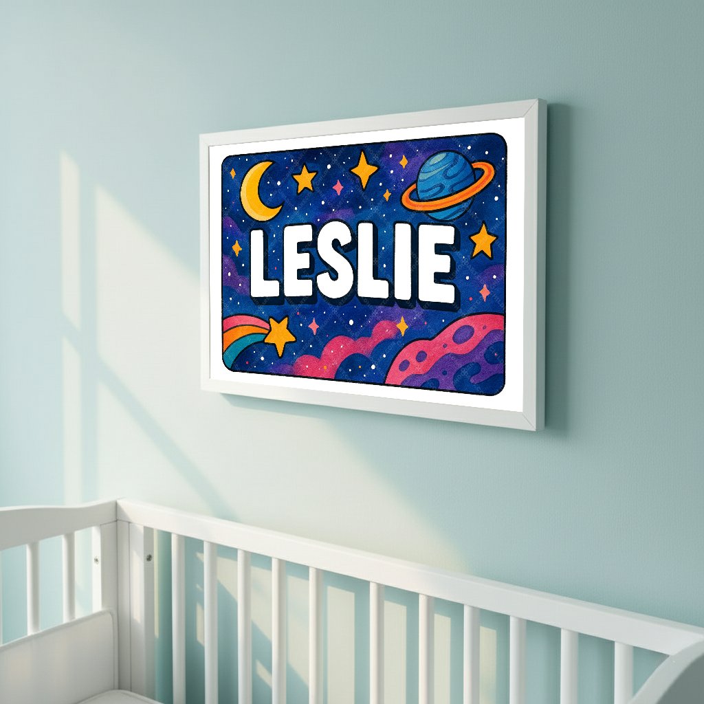 Personalized space name art for Leslie