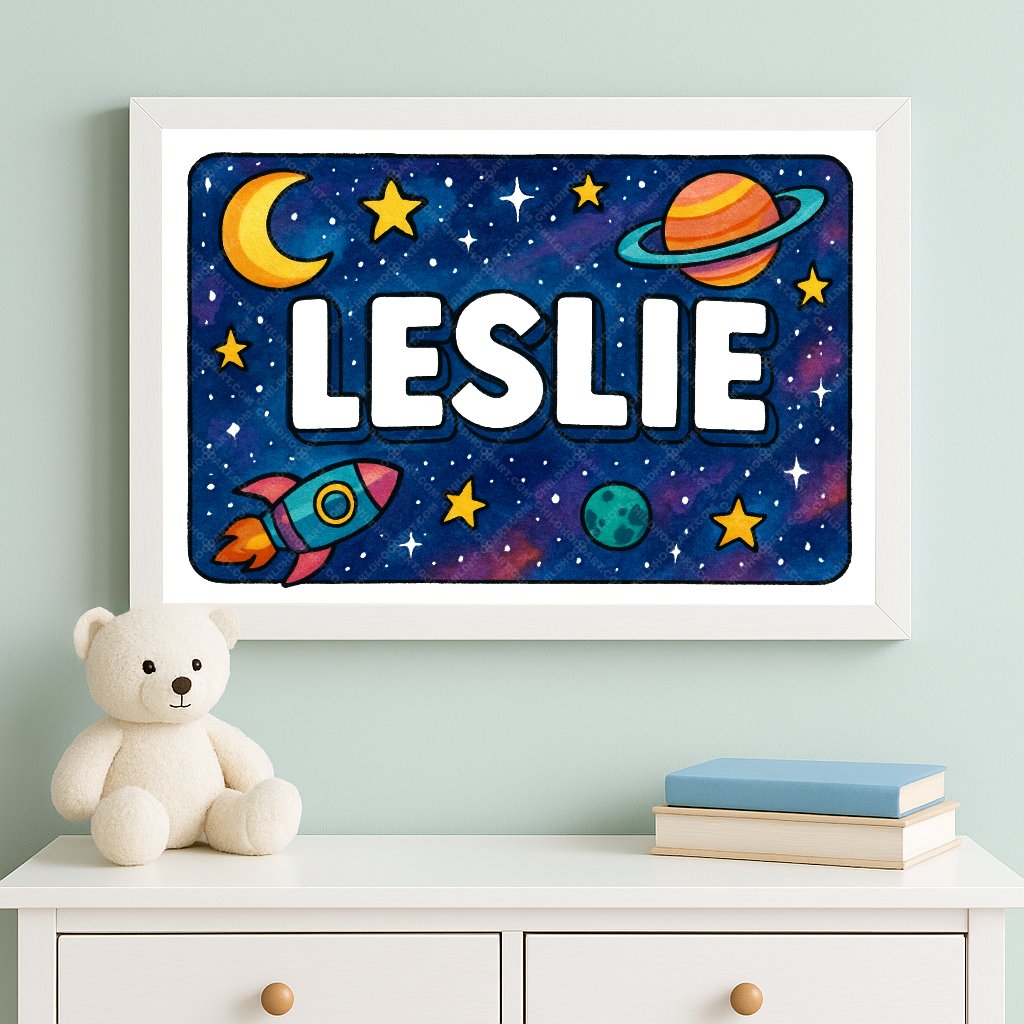 Personalized space name art for Leslie