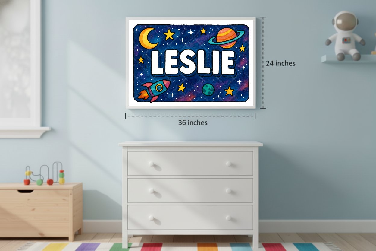 Personalized space name art for Leslie