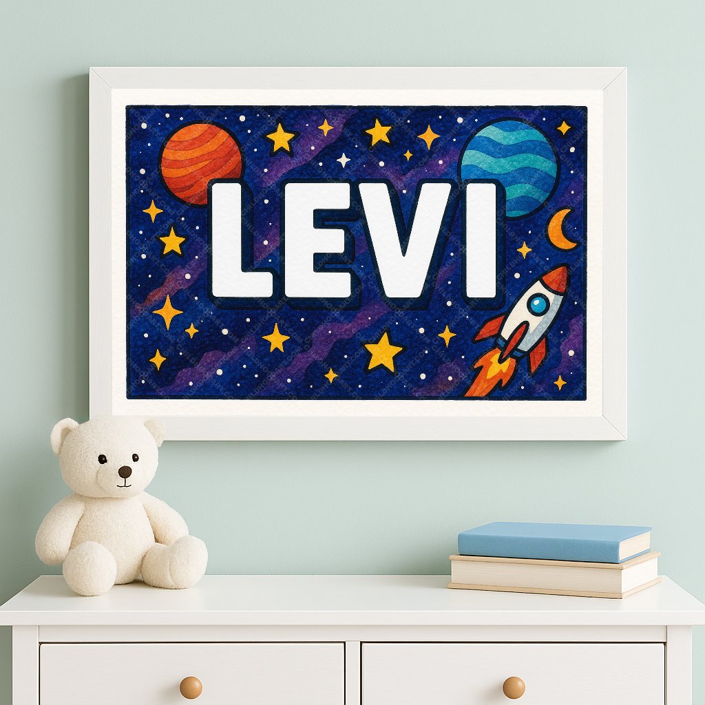 Personalized space name art for Levi