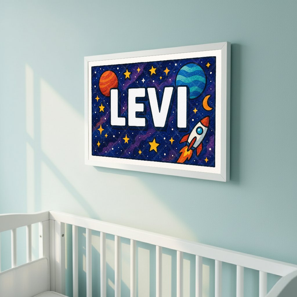Personalized space name art for Levi