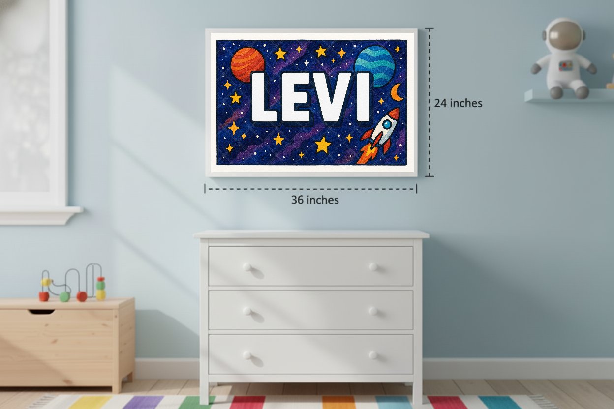 Personalized space name art for Levi