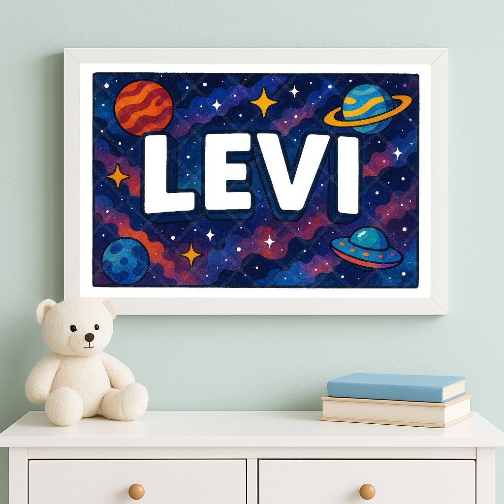 Personalized space name art for Levi